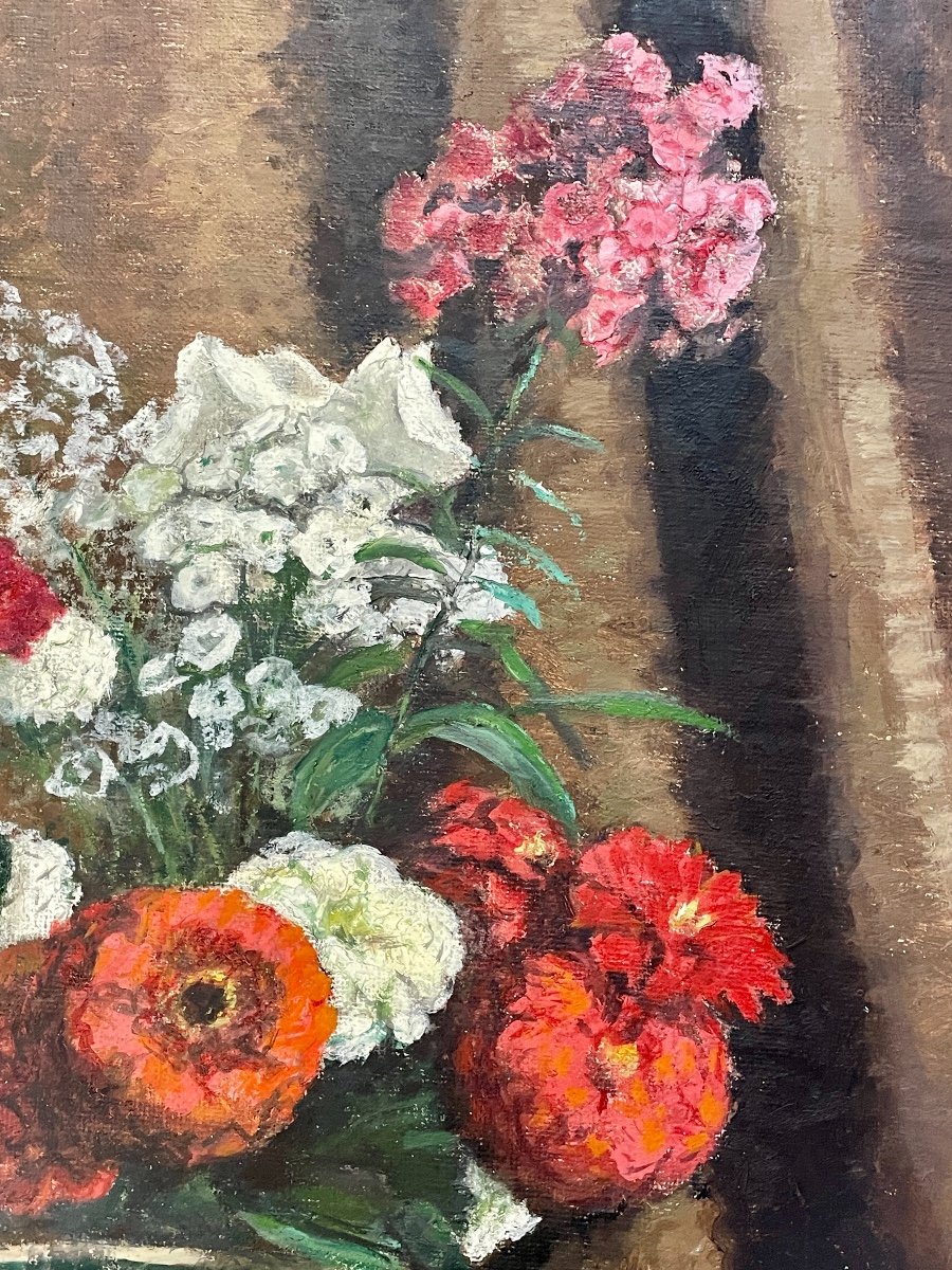 Henry Déziré - Bouquet Of Flowers In A Pitcher.-photo-4