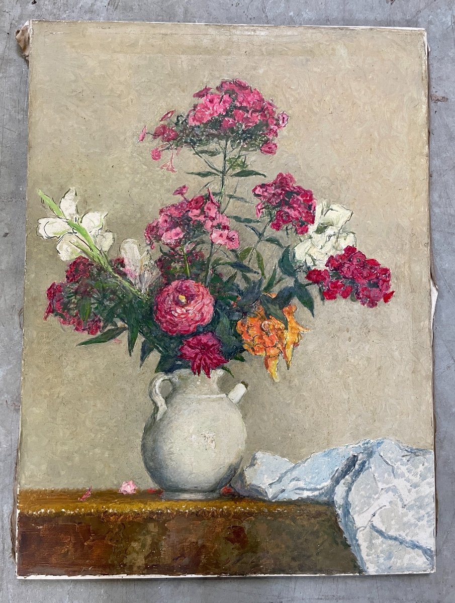 Henri Déziré - Bouquet Of Pink, White And Yellow Flowers.-photo-1