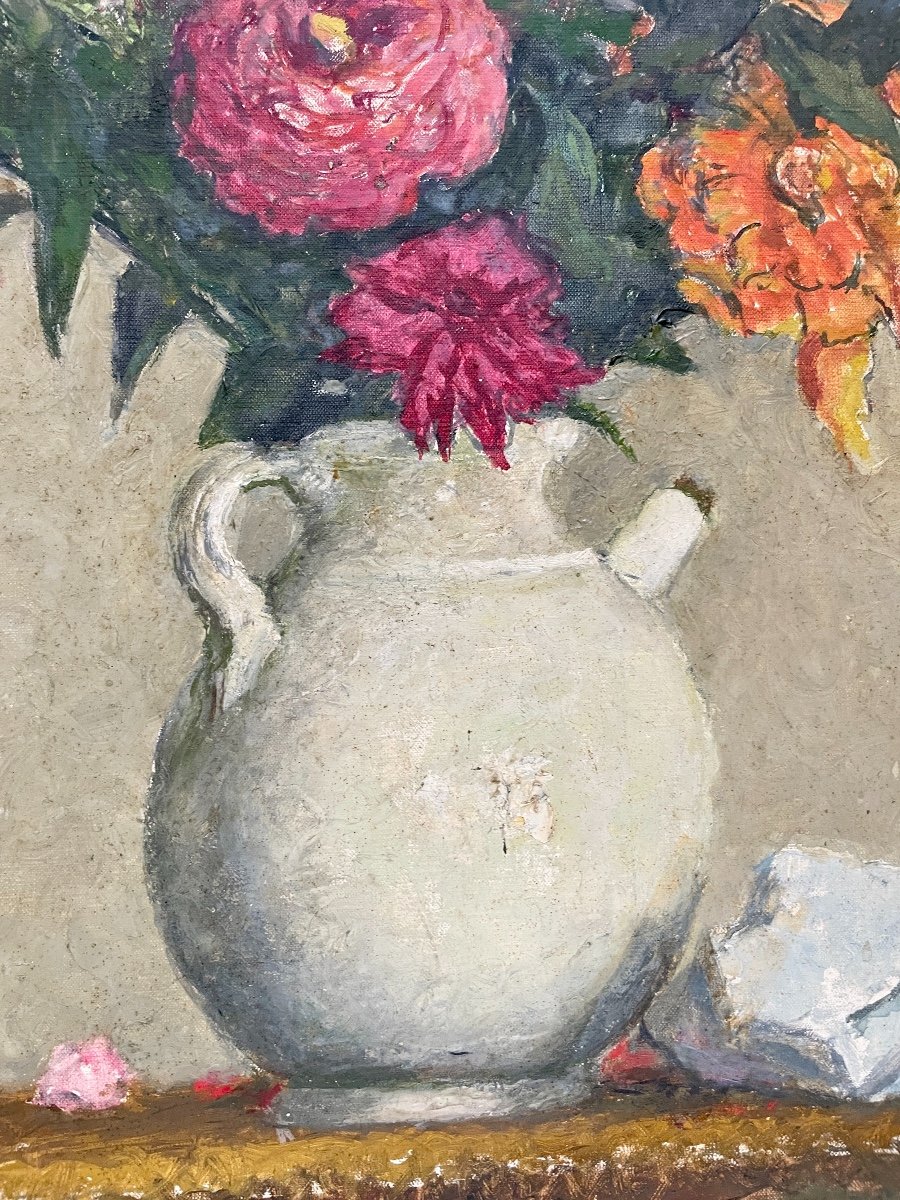 Henri Déziré - Bouquet Of Pink, White And Yellow Flowers.-photo-2