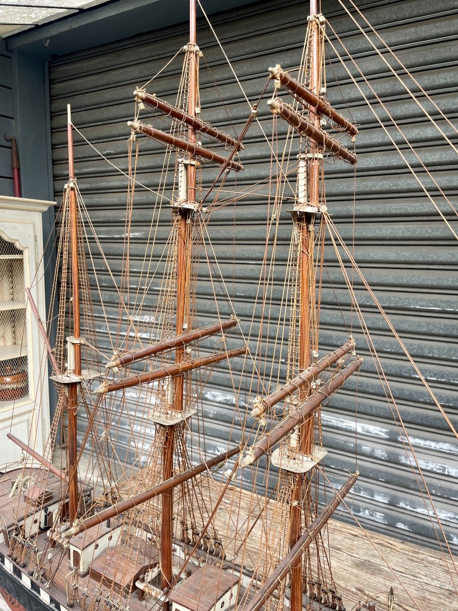 Spectacular Three-mast Model, Wood And Metal, L. 138 Cm.-photo-4