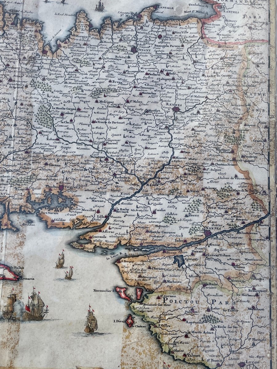 Map Of Brittany, Richly Enhanced Print, Amsterdam, 1694.-photo-8