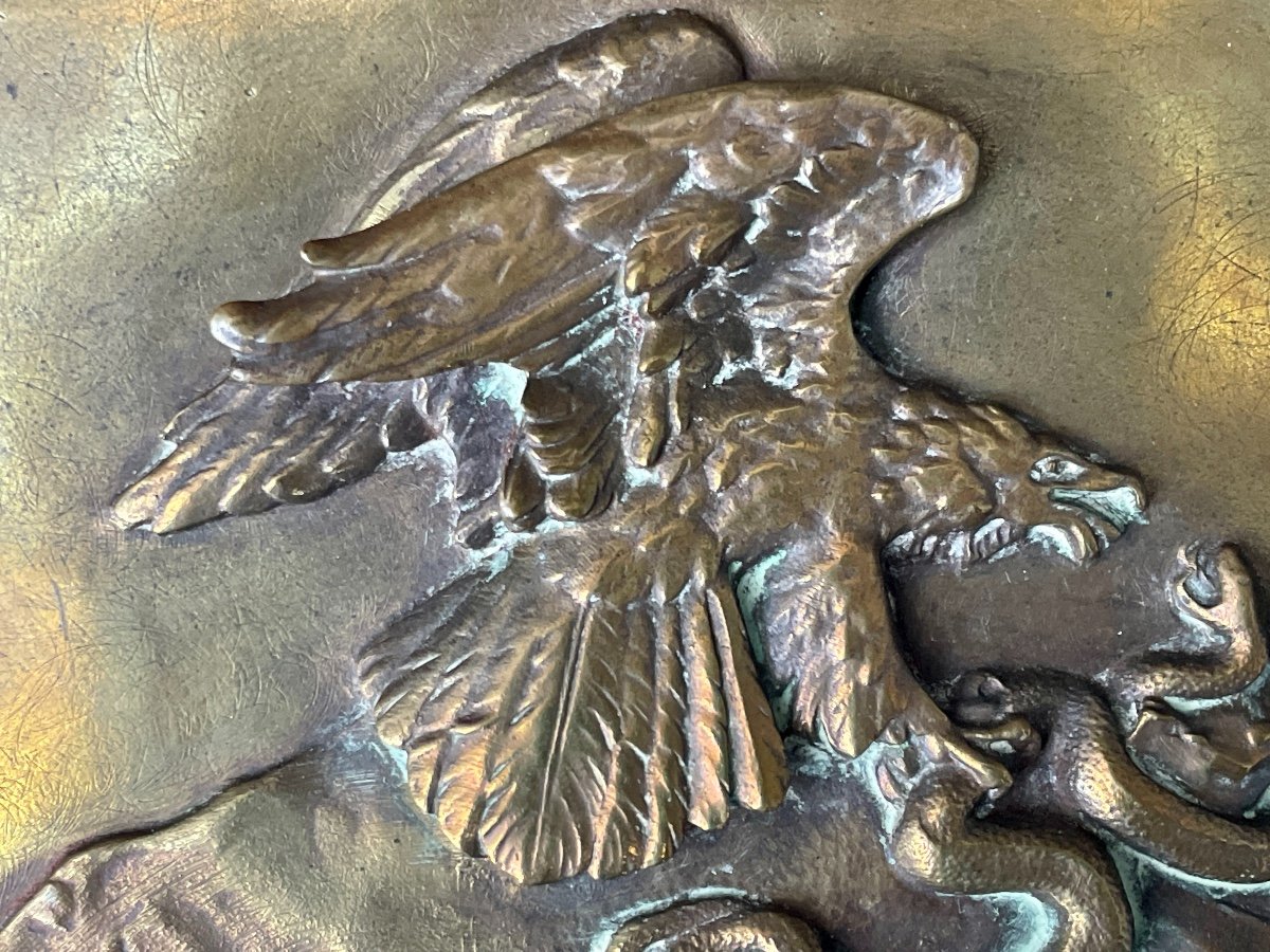 Antoine Louis Barye - Bas Relief En Bronze, Aigle Royal Attaquant Un Serpent. -photo-1