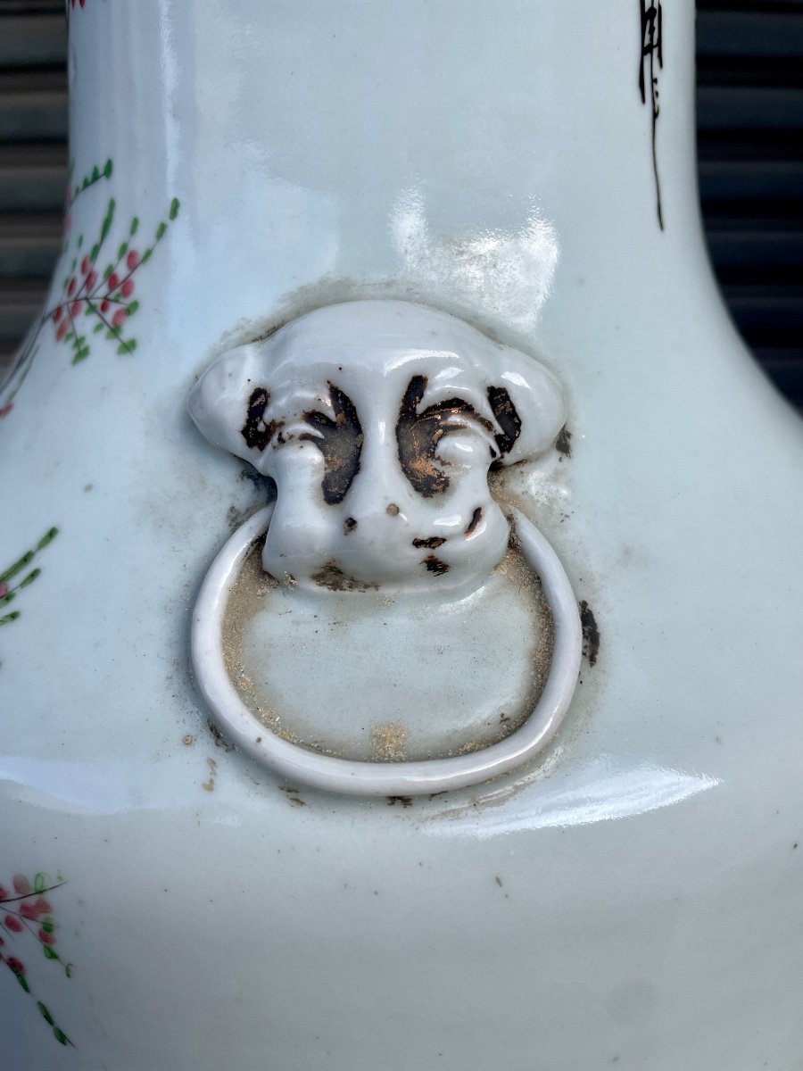 Chine - Important Vase à Col évasé En Porcelaine Orné En émaux Polychromes, XIXe Siècle. -photo-3