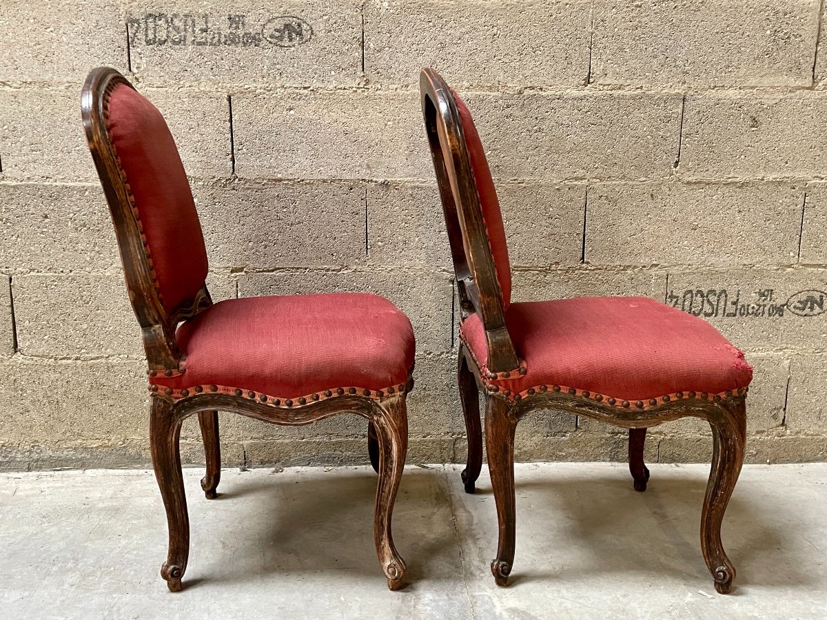 Pair Of Molded Wood Chairs - Louis XV Period.-photo-1