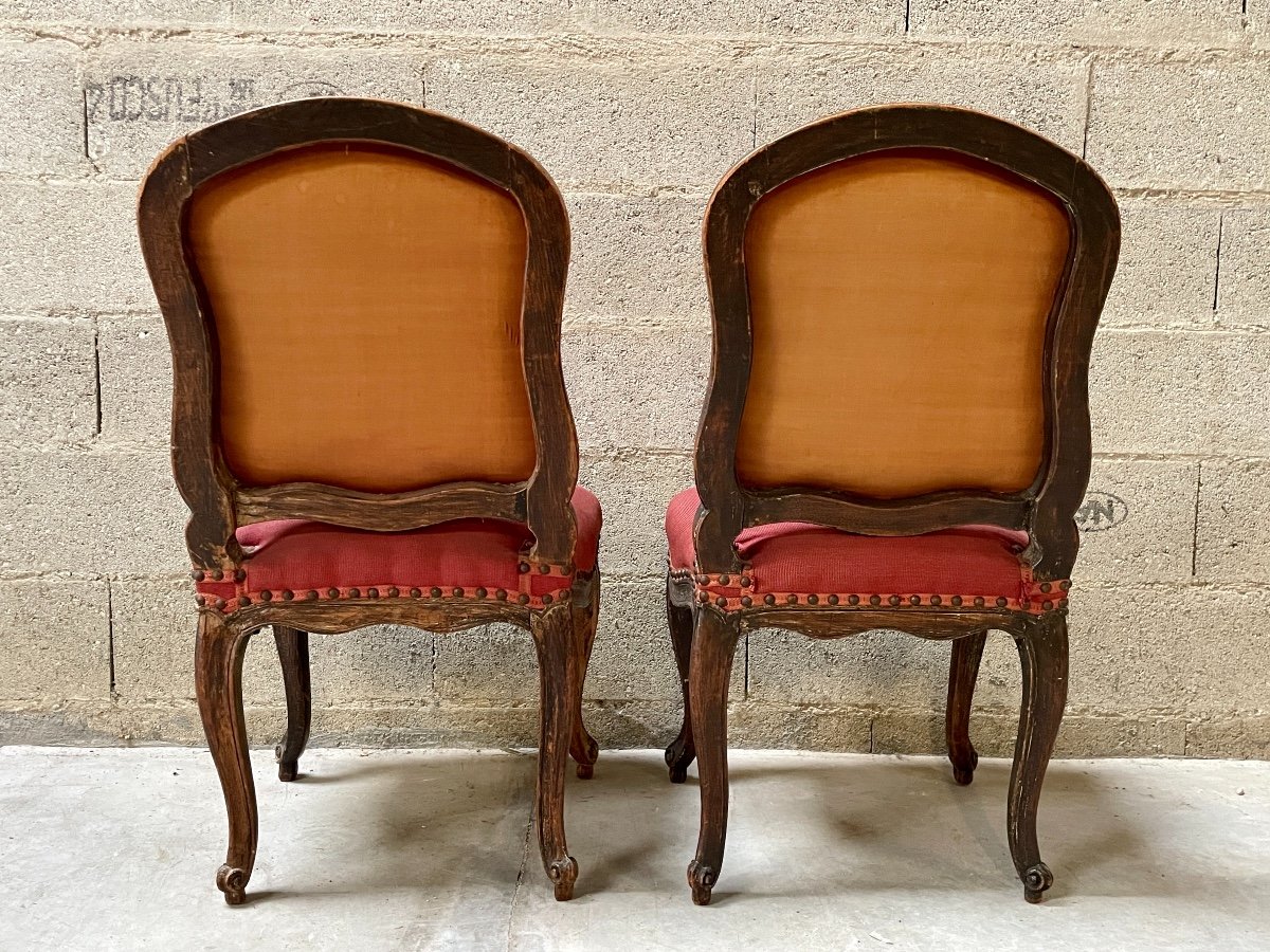 Pair Of Molded Wood Chairs - Louis XV Period.-photo-2