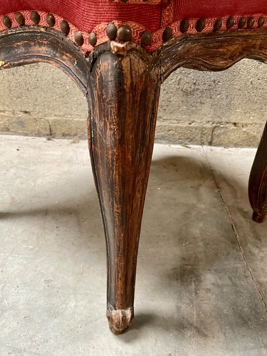 Pair Of Molded Wood Chairs - Louis XV Period.-photo-5
