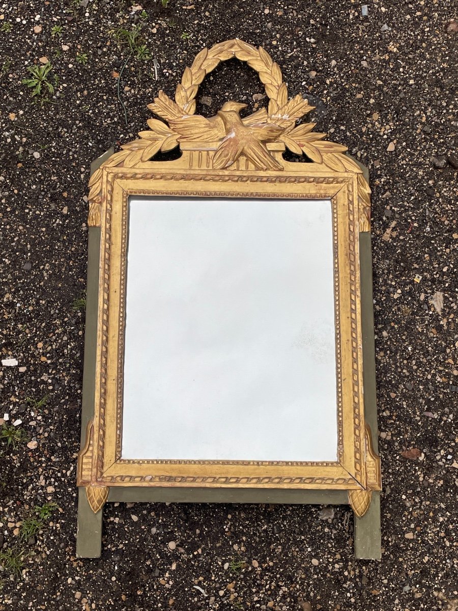 Louis XVI Gilded Wood Fronton Mirror.-photo-1