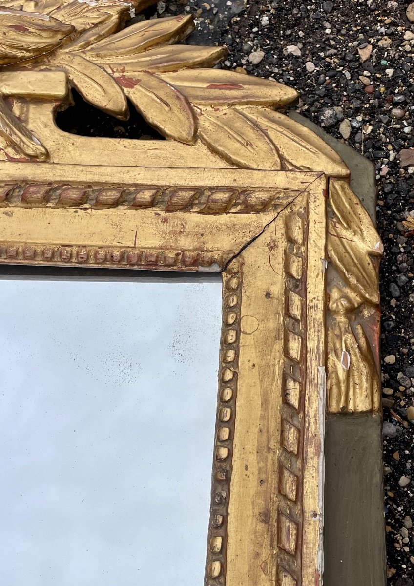 Louis XVI Gilded Wood Fronton Mirror.-photo-4