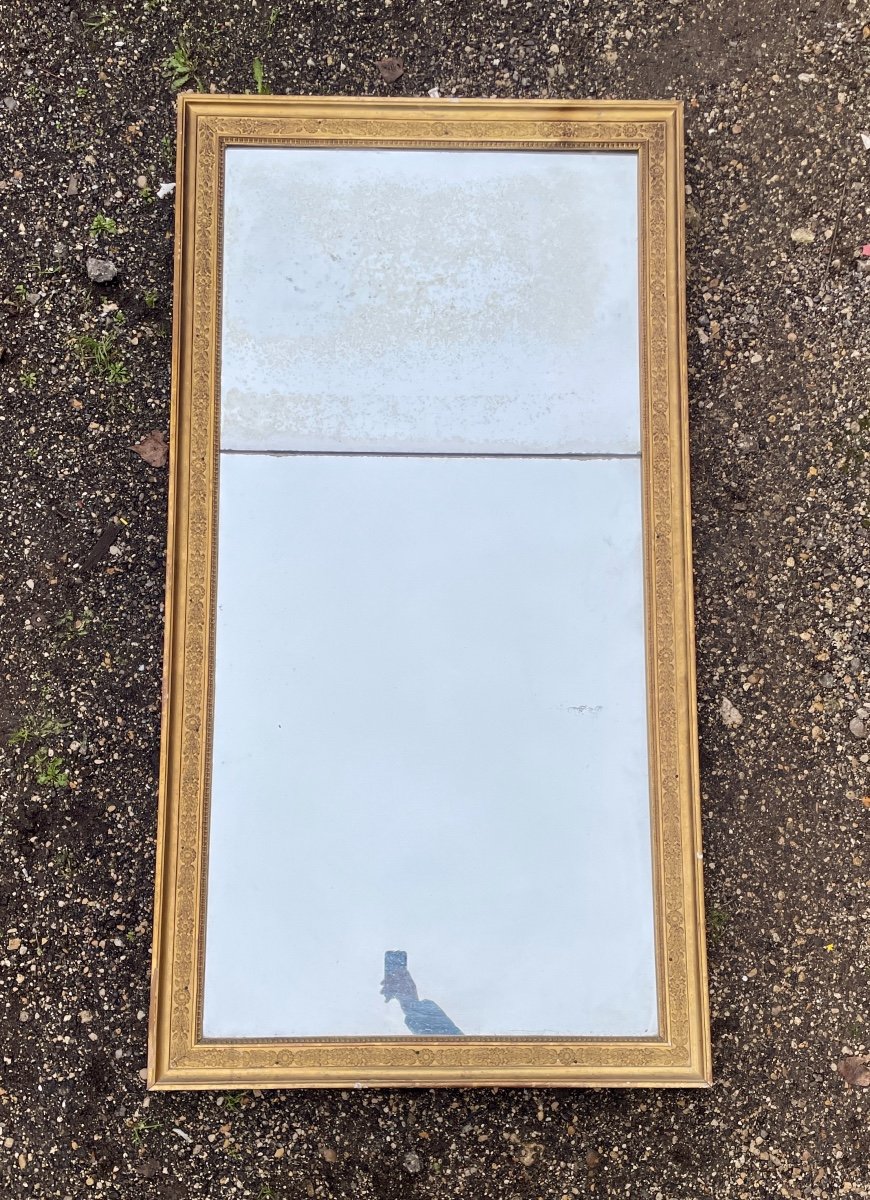 Important Rectangular Mirror In Golden Wood - Restoration Period.-photo-1