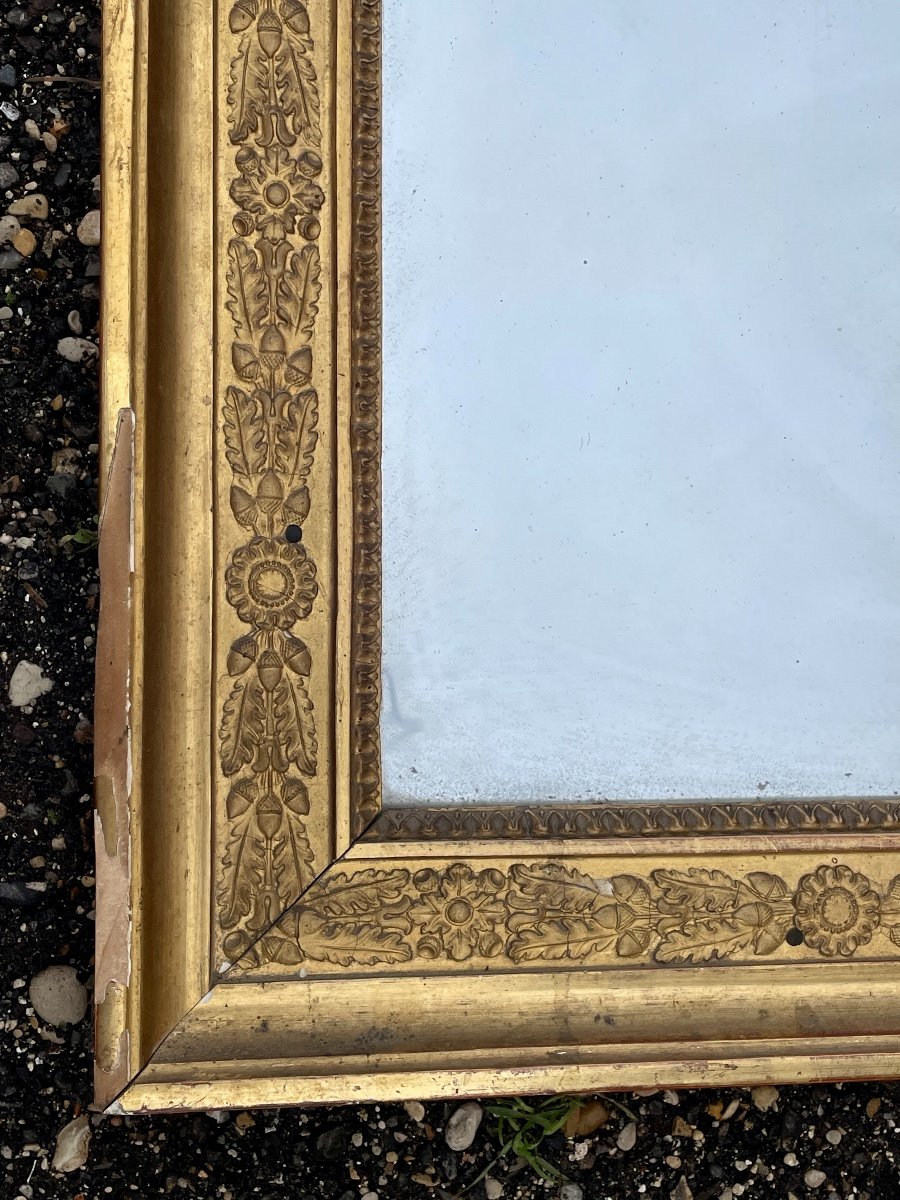 Important Rectangular Mirror In Golden Wood - Restoration Period.-photo-4