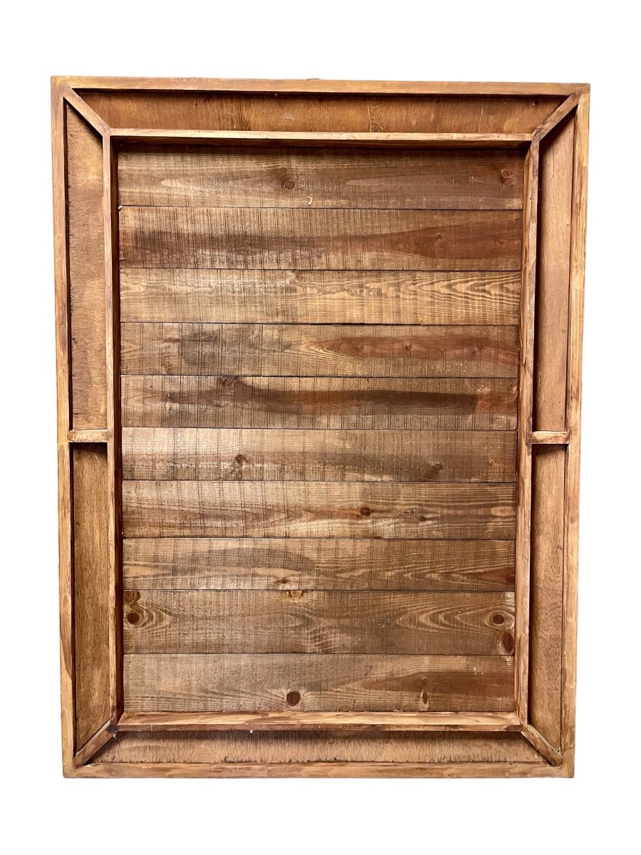 Important Pareclosed Mirror In Golden Wood - H.161 Cm.-photo-1