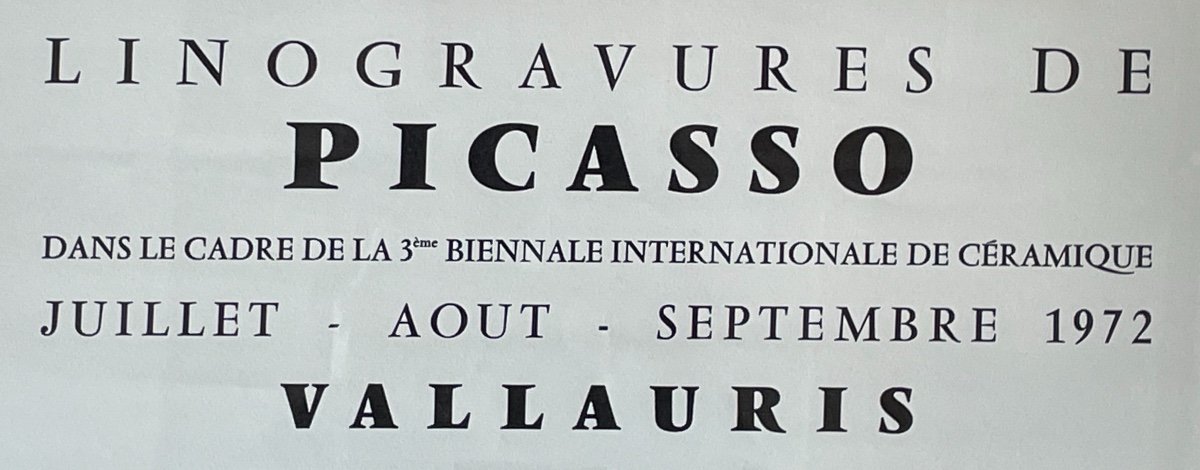 Affiche Originale De L’ Exposition Sur Les Linogravures De Picasso En 1972 à Vallauris. -photo-1
