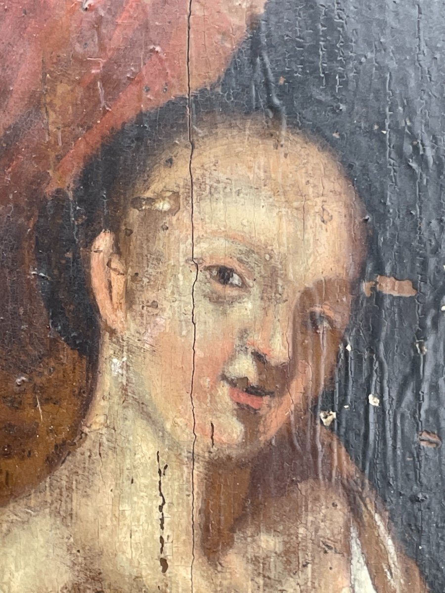 French School From The 18th Century - Elegant At Her Toilet, Oil On Panel.-photo-2