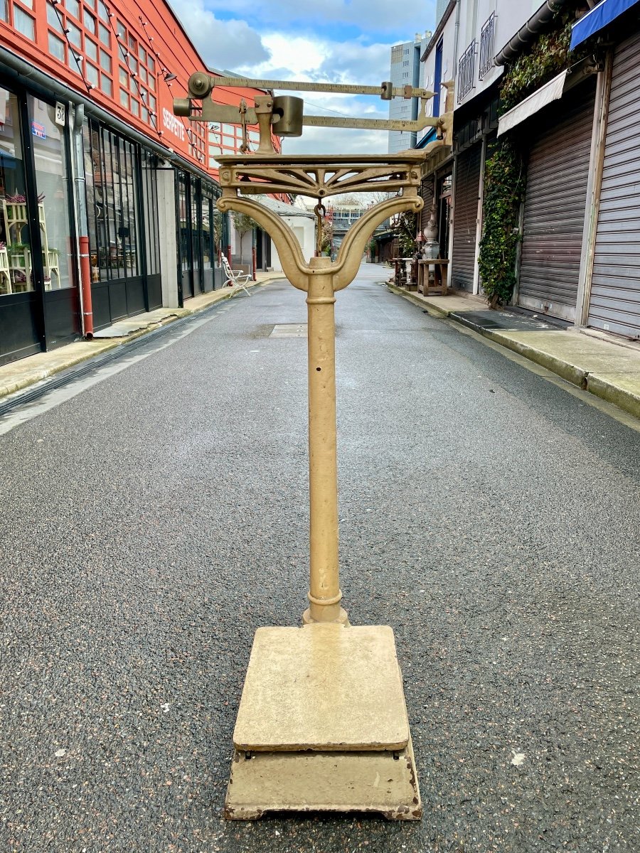 Establishment Janodet - Cream Lacquered Metal Personal Scale With Radiant Decor - High; : 120 Cm-photo-2