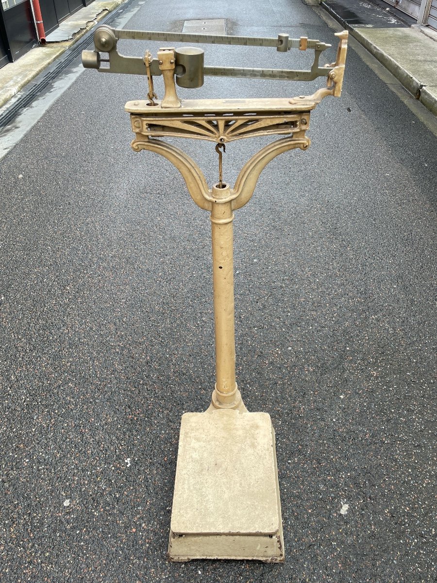 Establishment Janodet - Cream Lacquered Metal Personal Scale With Radiant Decor - High; : 120 Cm-photo-3