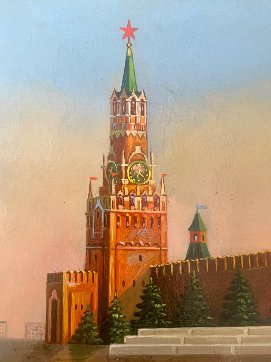 федоскина  - Vlasova Fedoskino - Russian Paper Mache Box Decorated With The Spasskaia Tower, 1963. -photo-2