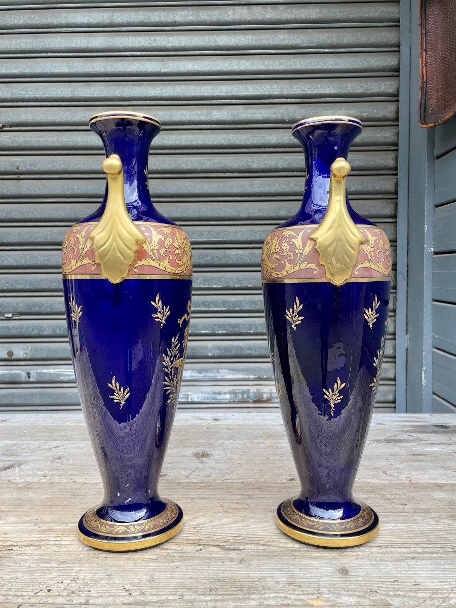 Maurice Pinon For The Jaget & Pinon Manufacture In Tours - Important Pair Of Vases - H: 62 Cm-photo-3