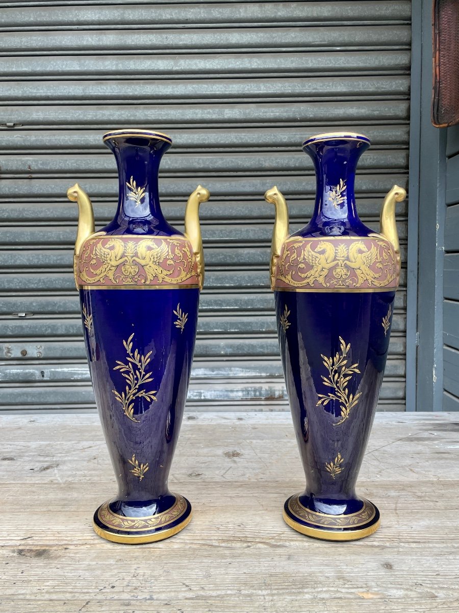 Maurice Pinon For The Jaget & Pinon Manufacture In Tours - Important Pair Of Vases - H: 62 Cm-photo-4