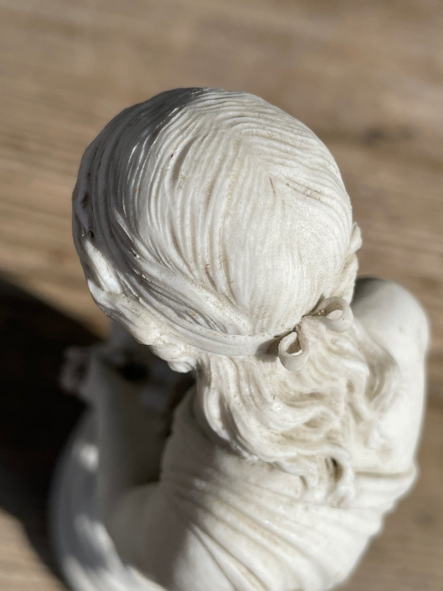 Biscuit Subject In The Taste Of Sèvre - Young Girl With A Snake - Top. : 28 Cm - Perfect Condition.-photo-2