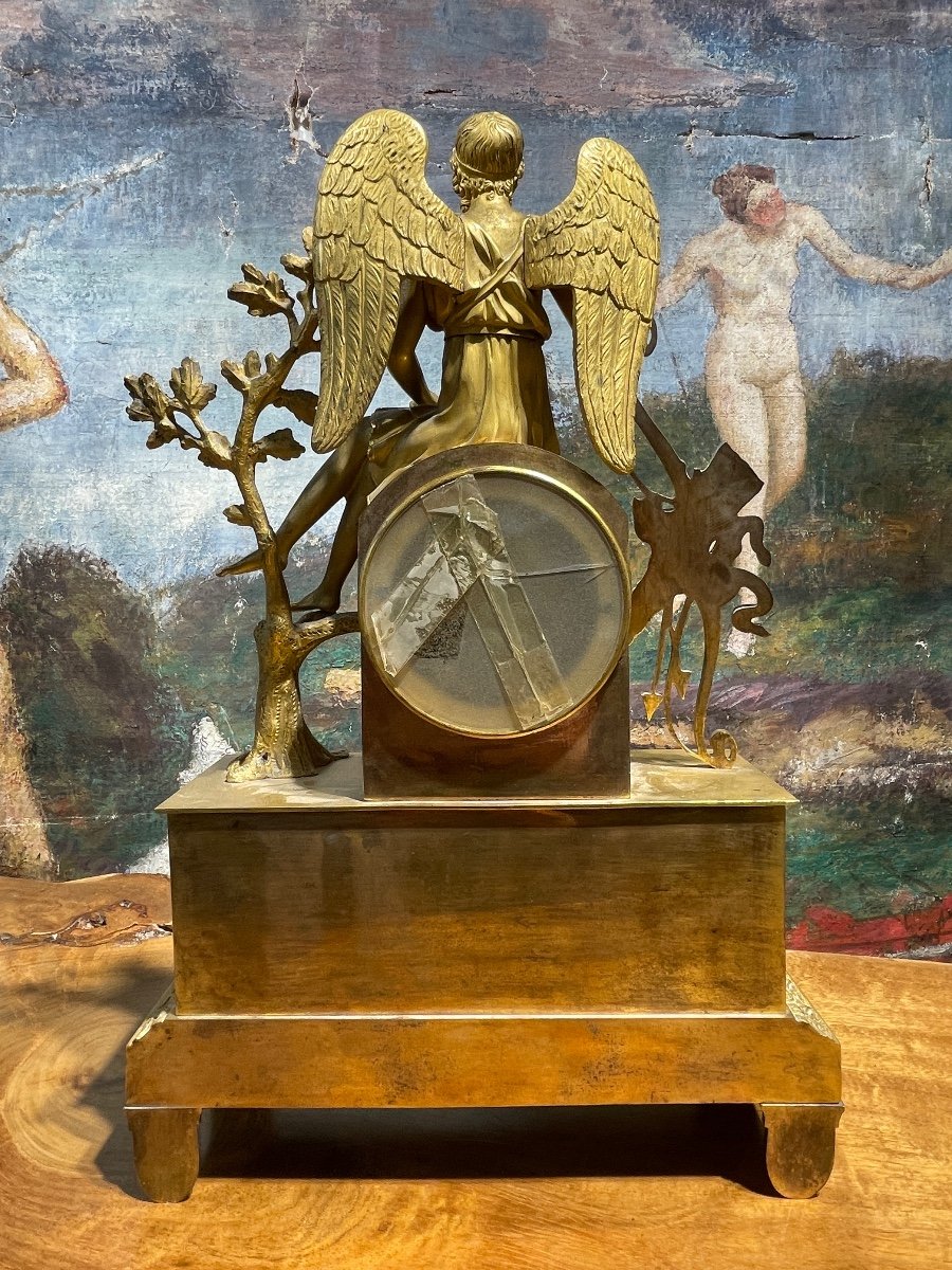 Pendulum Of Love And Psyche In Chiseled And Gilded Bronze - Restoration Period.-photo-6
