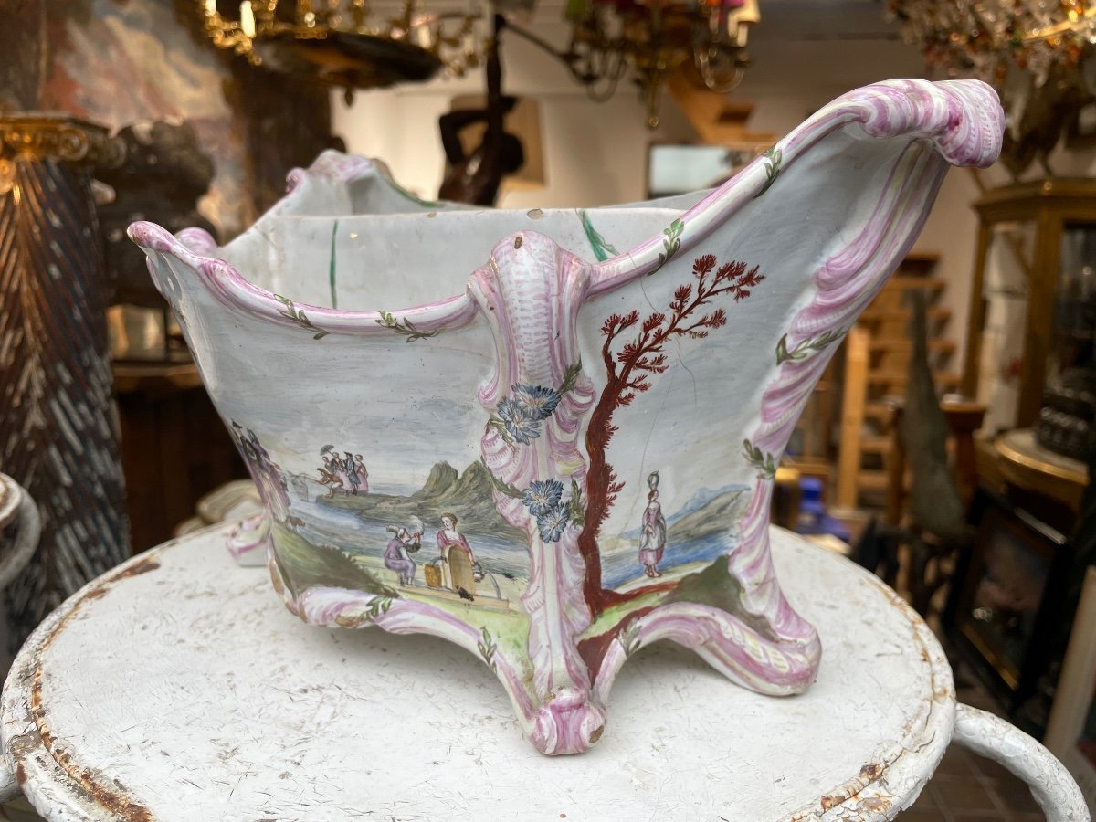 Bouquetière En Faïence De Marseille XVIIIe Siècle - Larg. : 31 Cm. -photo-3