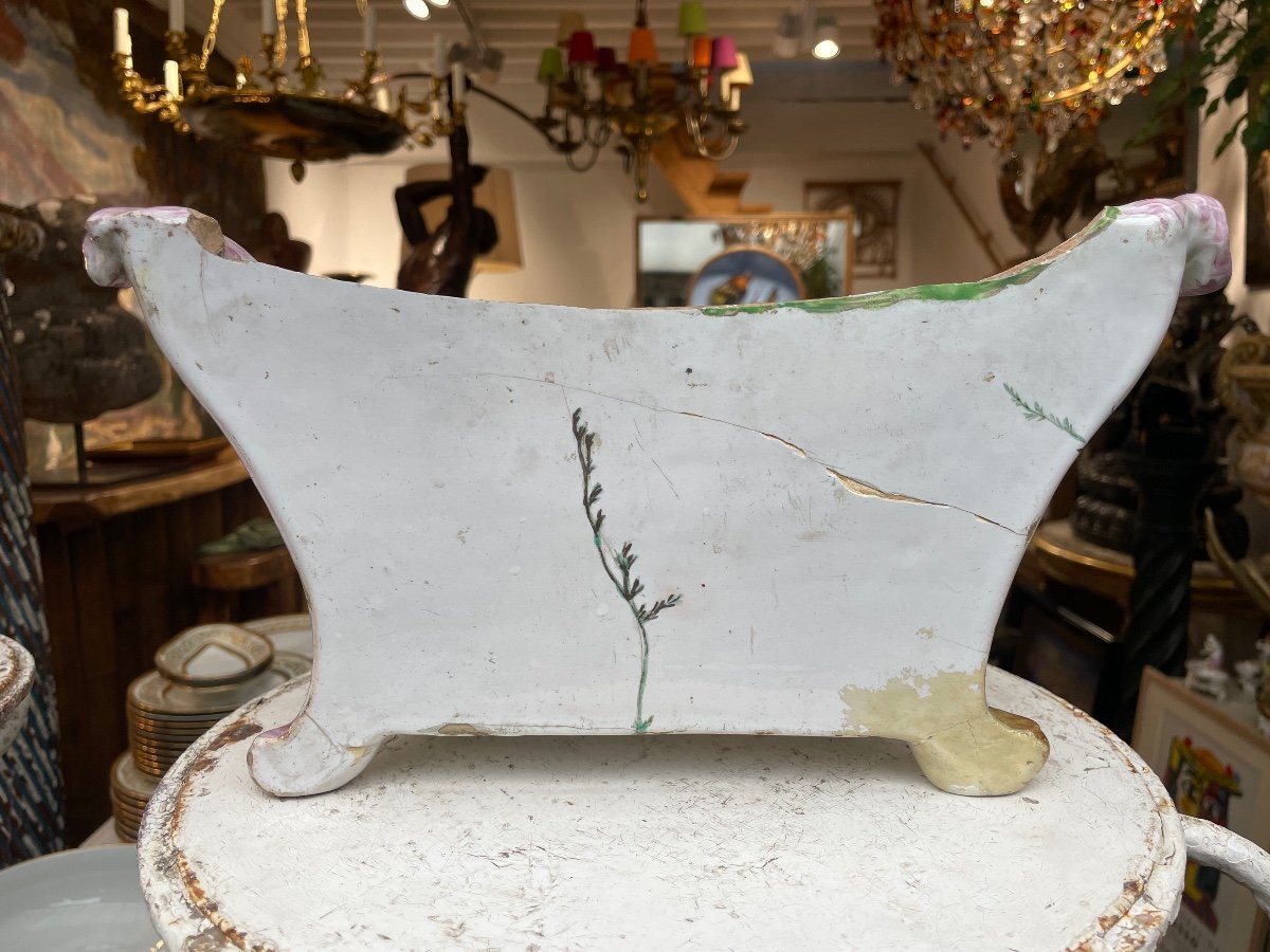 Bouquetière En Faïence De Marseille XVIIIe Siècle - Larg. : 31 Cm. -photo-4