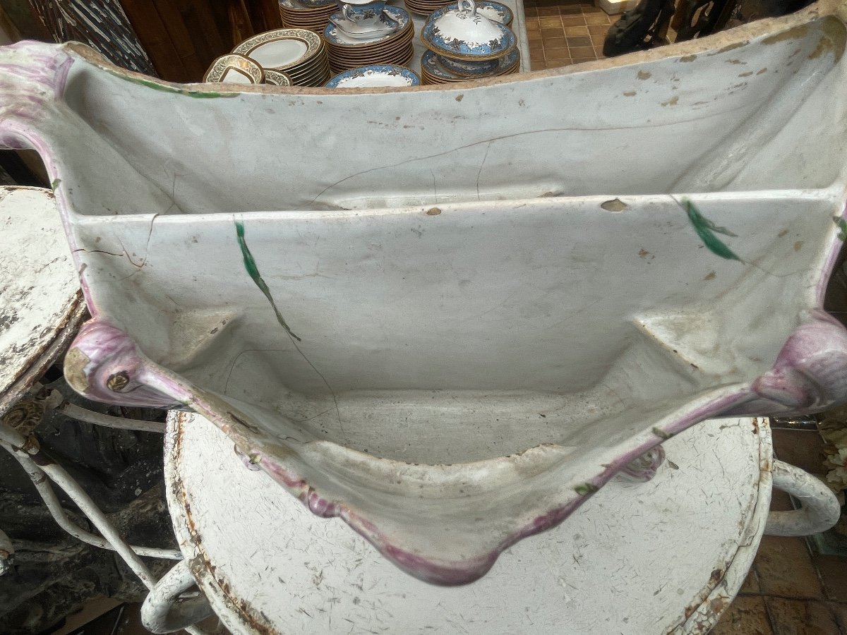 Bouquetière En Faïence De Marseille XVIIIe Siècle - Larg. : 31 Cm. -photo-2