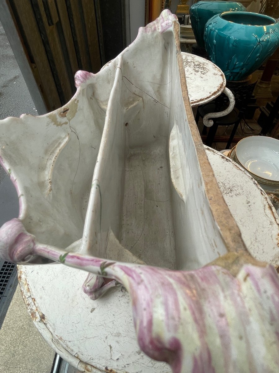 Bouquetière En Faïence De Marseille XVIIIe Siècle - Larg. : 31 Cm. -photo-3