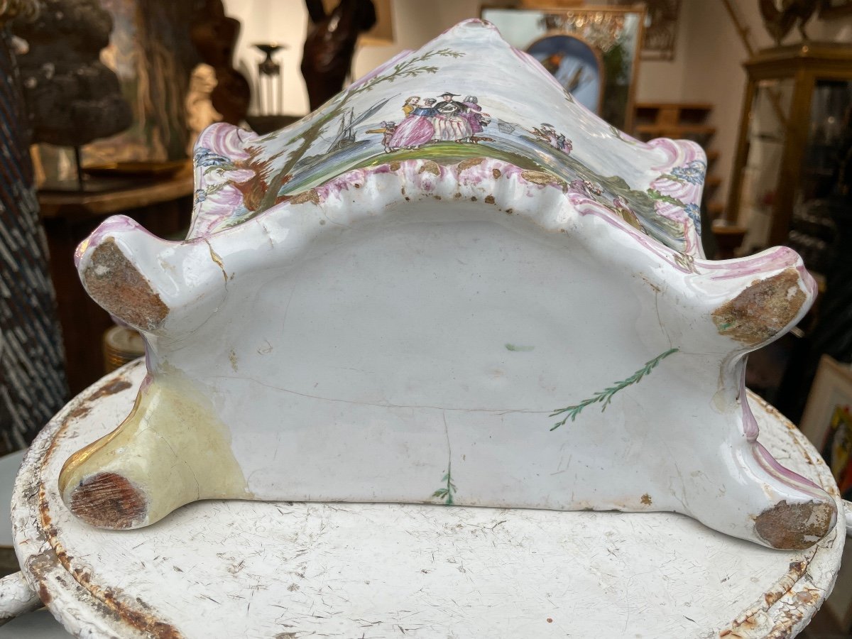 Bouquetière En Faïence De Marseille XVIIIe Siècle - Larg. : 31 Cm. -photo-8