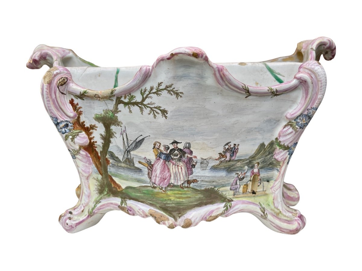 Bouquetière En Faïence De Marseille XVIIIe Siècle - Larg. : 31 Cm. 