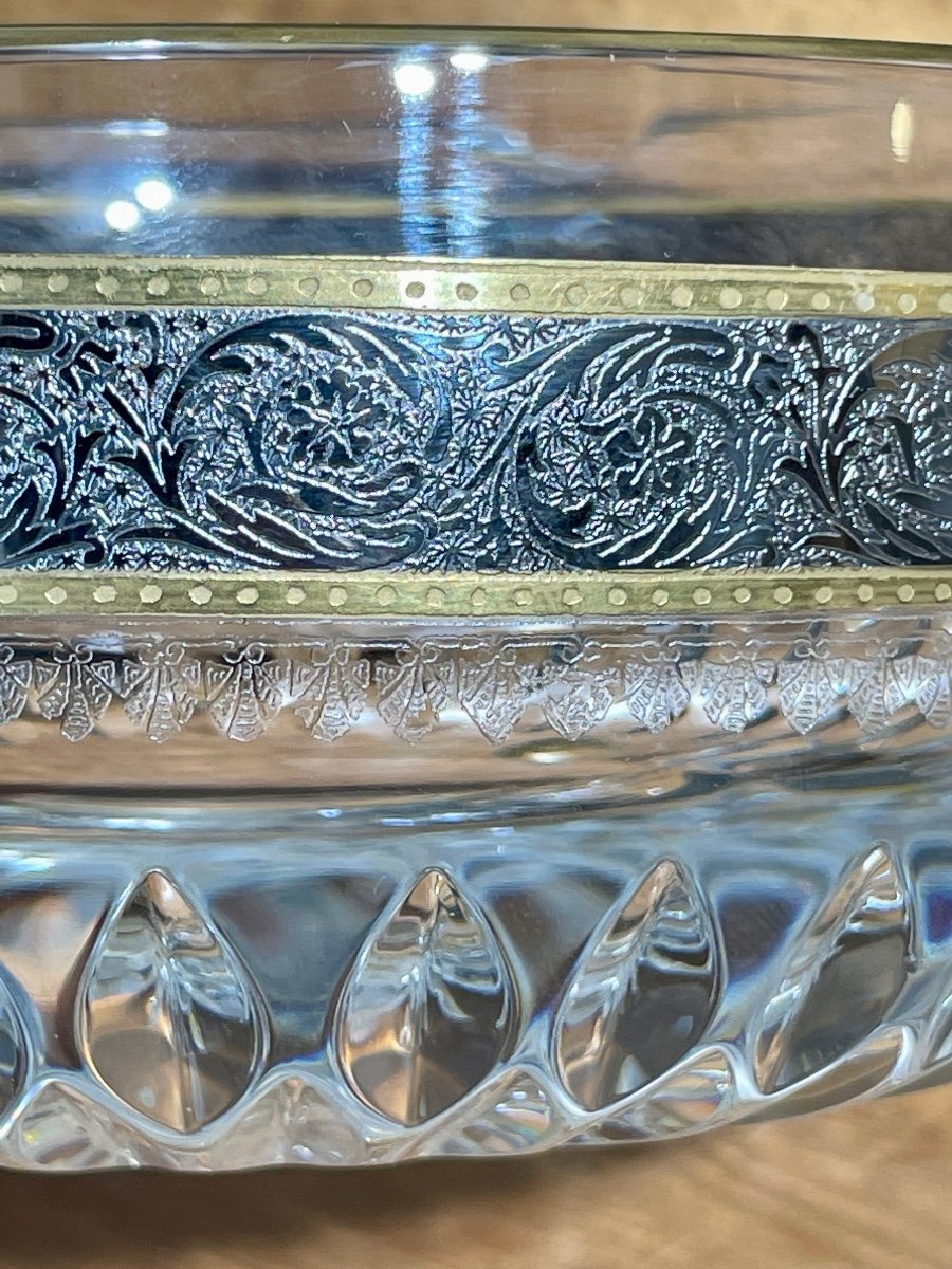 Saint-louis - Important Crystal Ashtray, Thistle Gold Model, Perfect Condition. - Diameter: 14.7 Cm.-photo-1
