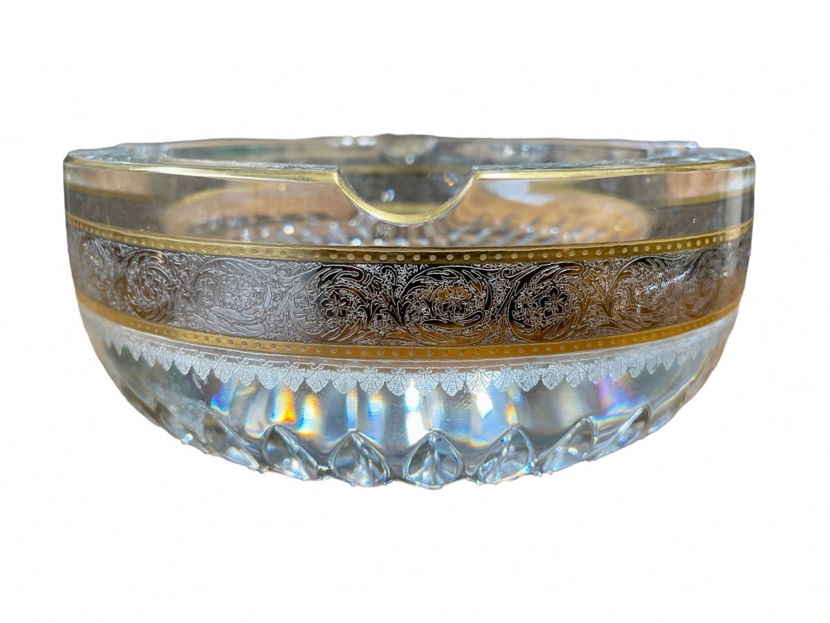 Saint-louis - Important Crystal Ashtray, Thistle Gold Model, Perfect Condition. - Diameter: 14.7 Cm.