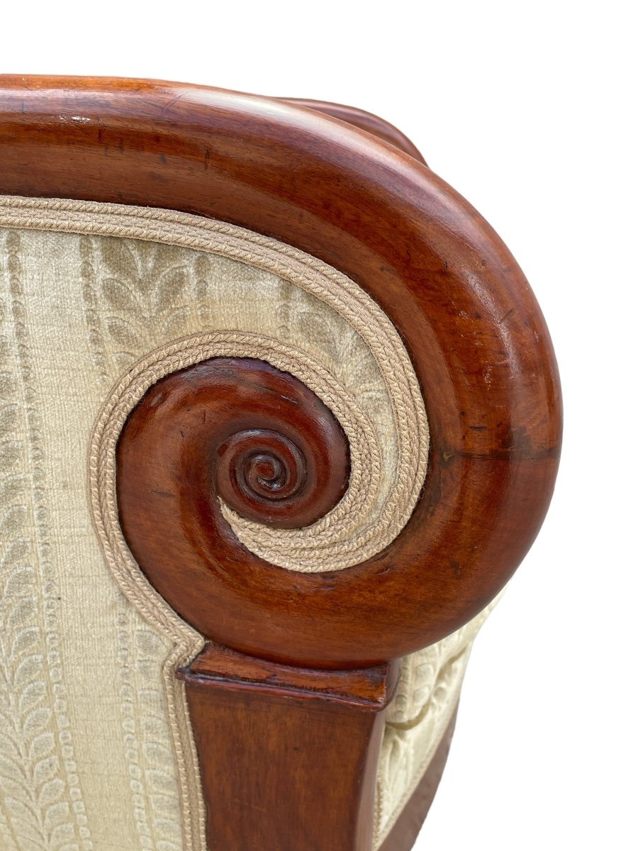 Pair Of Mahogany Bergères, Louis-philippe Period, Stamped By étienne Francois Quenne.-photo-1