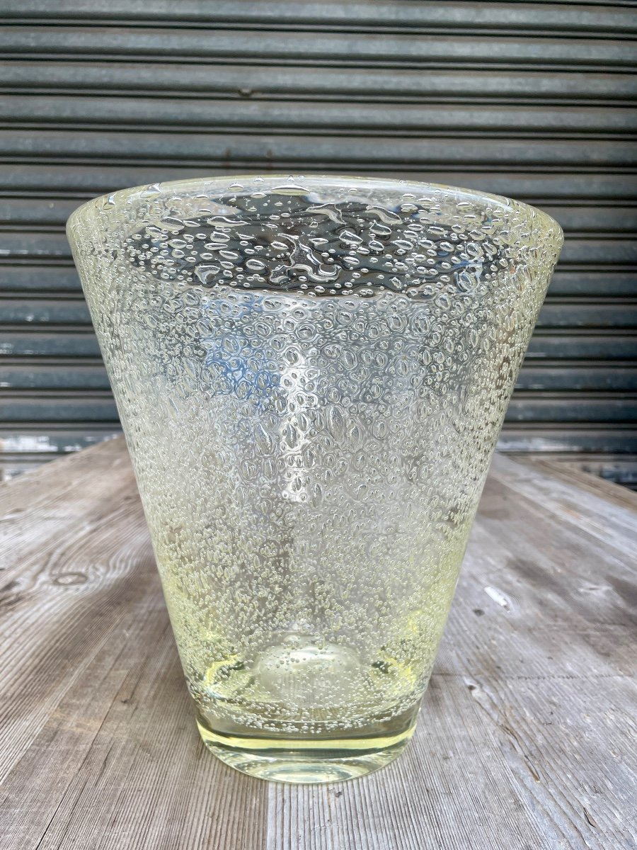 Daum France In Nancy - Important Bubble Glass Vase - Height 27 Cm. -photo-2