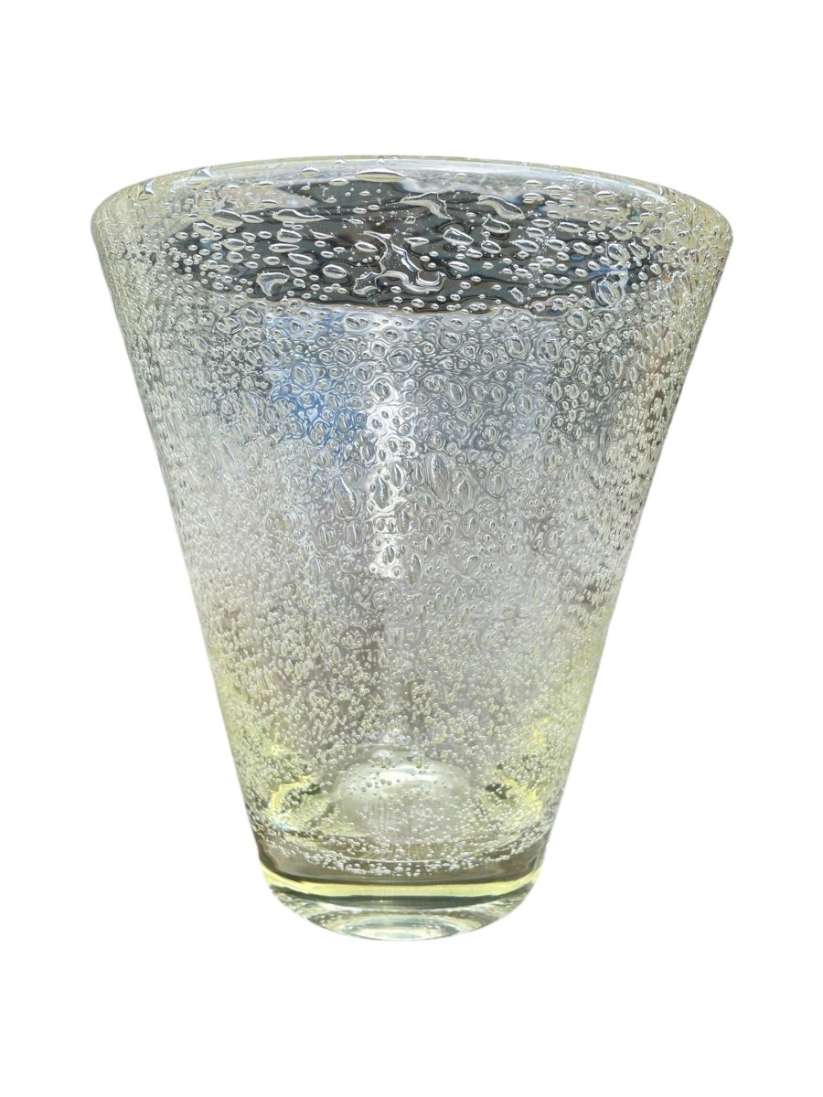 Daum France In Nancy - Important Bubble Glass Vase - Height 27 Cm. 