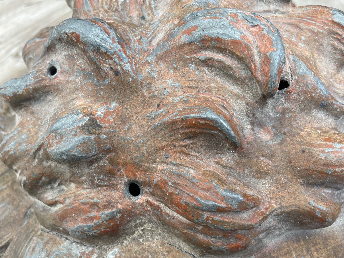 Important Mascaron De Fontaine En Plomb - XVIIIe Siècle. -photo-3