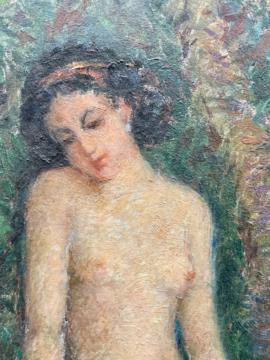 Louis Charles Morin (20th Century), Bathers, Oil On Cardboard - Height: 60 Cm. -photo-3