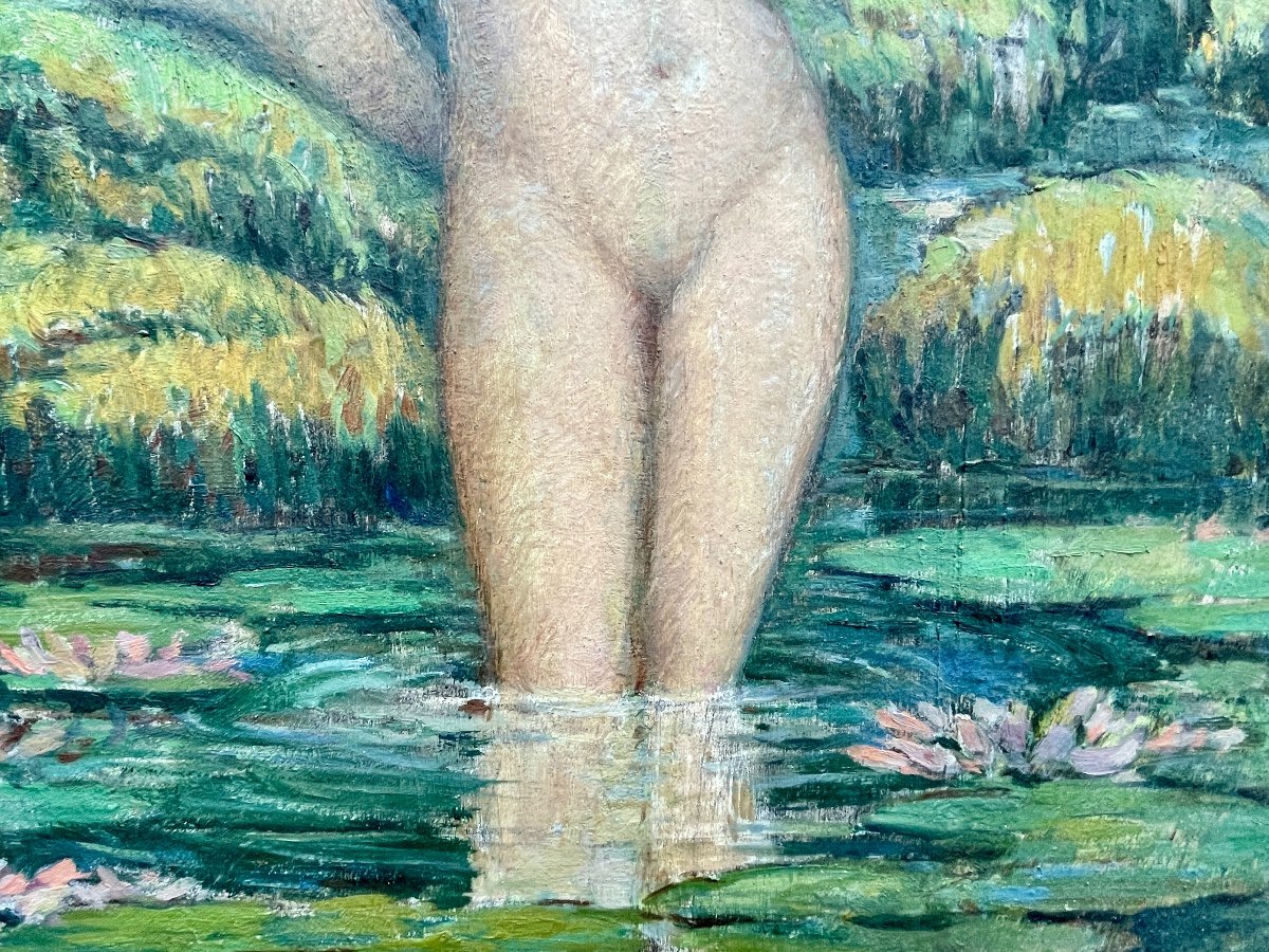 Louis Charles Morin (20th Century), Bathers, Oil On Cardboard - Height: 60 Cm. -photo-1