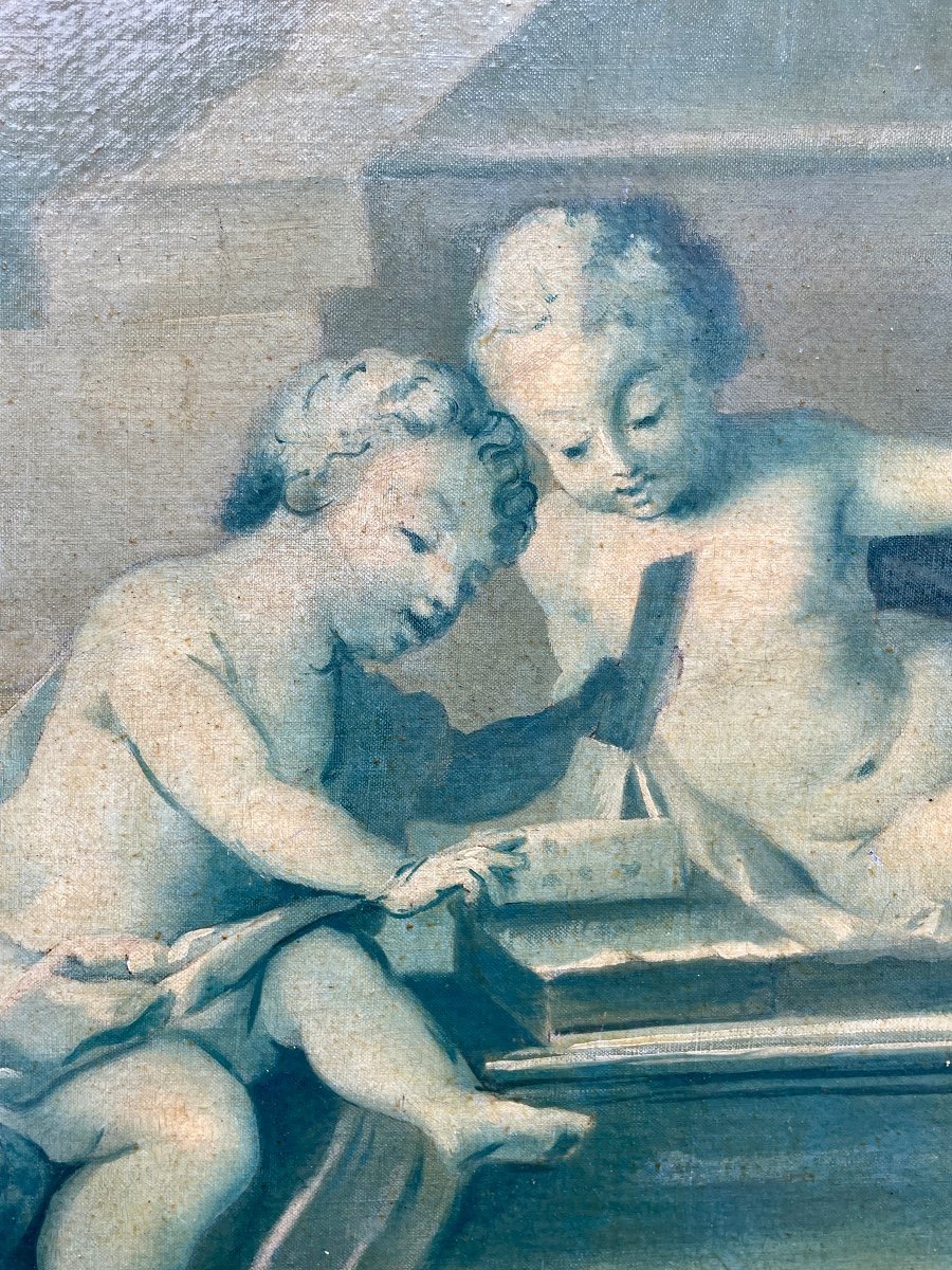 Piat-joseph Sauvage (1744-1818), Putti Jouant, Huile Sur Toile, - Larg. : 65,5 Cm. -photo-2