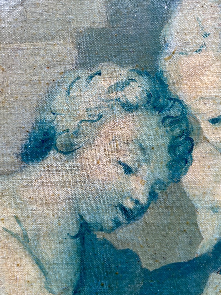 Piat-joseph Sauvage (1744-1818), Putti Jouant, Huile Sur Toile, - Larg. : 65,5 Cm. -photo-4