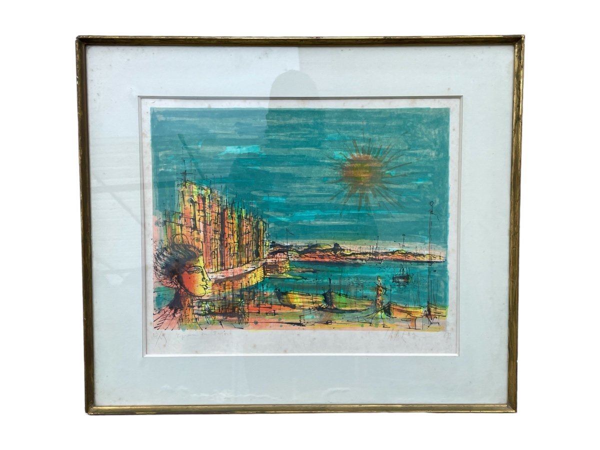 Jean Carzou (1907-2000), Le Port, 1968, Numbered And Signed Lithograph - Height 40 Cm.-photo-4