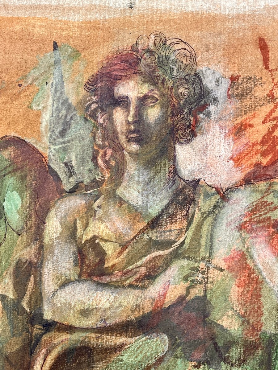 Gaspare Da Brescia (1955), L’ange Vénitien, 1986, Technique Mixte Sur Papier.-photo-2