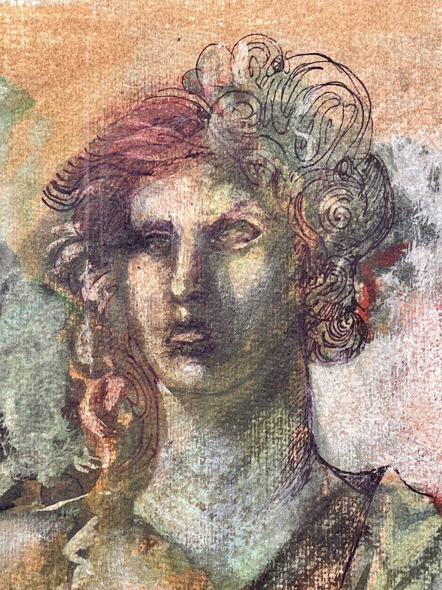 Gaspare Da Brescia (1955), L’ange Vénitien, 1986, Technique Mixte Sur Papier.-photo-3