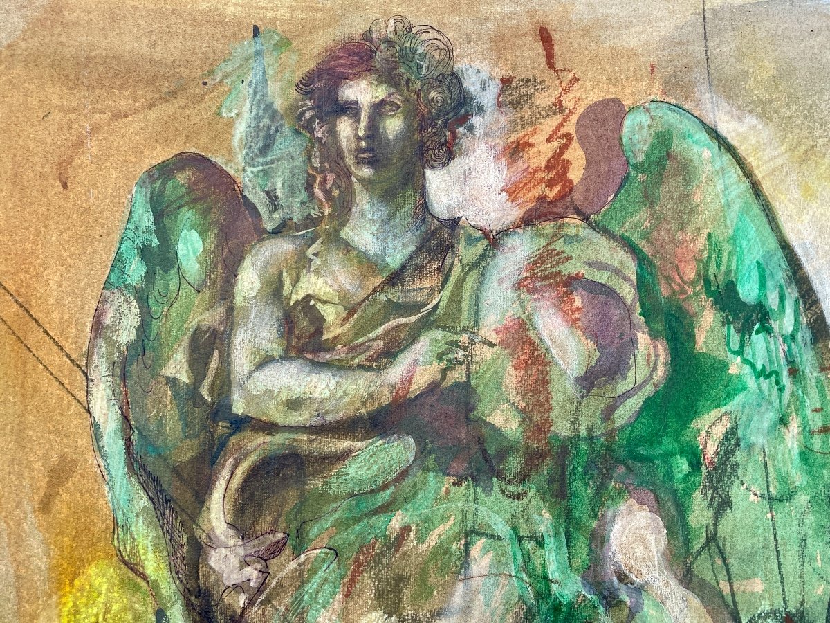 Gaspare Da Brescia (1955), L’ange Vénitien, 1986, Technique Mixte Sur Papier.-photo-1