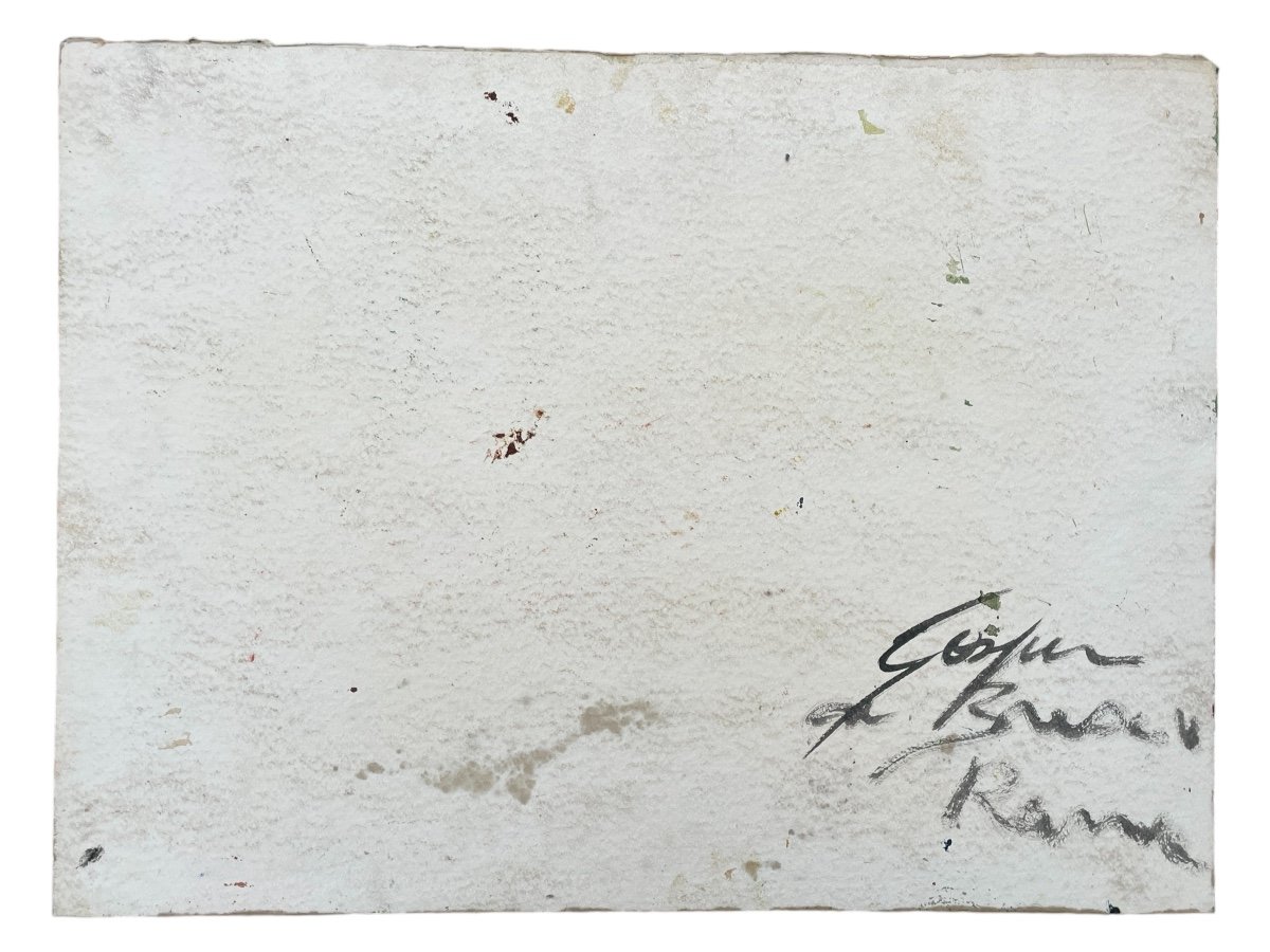 Gaspare Da Brescia (1955), La Basilique Saint-marc Et Le Campanile, Technique Mixte Sur Papier.-photo-4