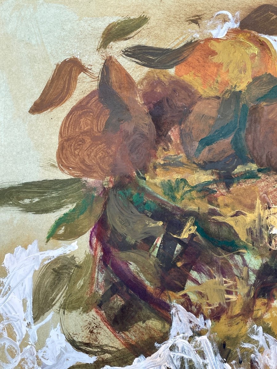 Gaspare Da Brescia (1955), Still Life With Fruit Bowl, Mixed Media On Paper.-photo-2