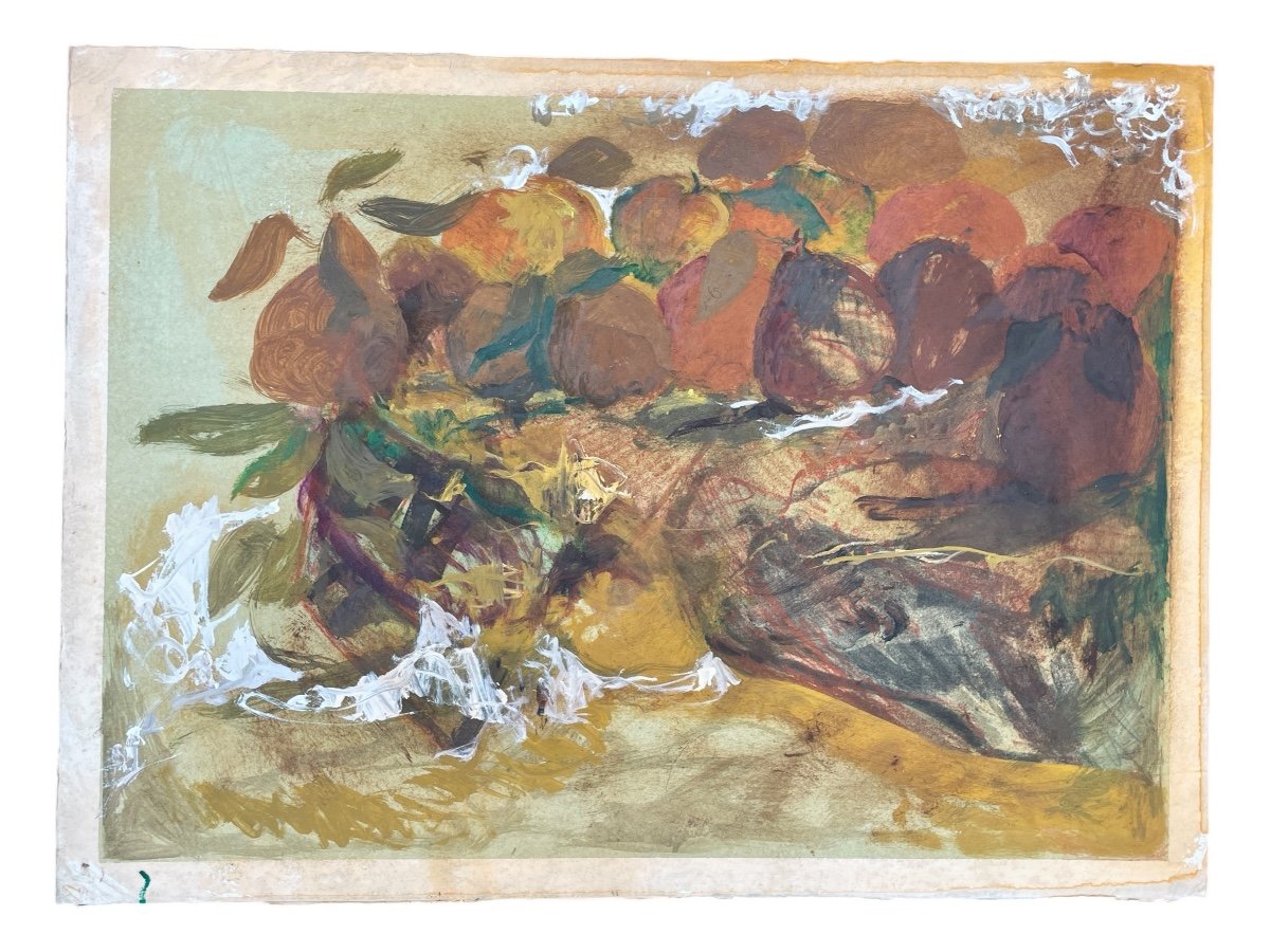 Gaspare Da Brescia (1955), Still Life With Fruit Bowl, Mixed Media On Paper.-photo-2