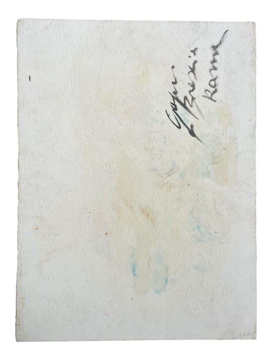 Gaspare Da Brescia (1955), Portrait De Jeune Homme à La Coiffe, Technique Mixte Sur Papier.-photo-2