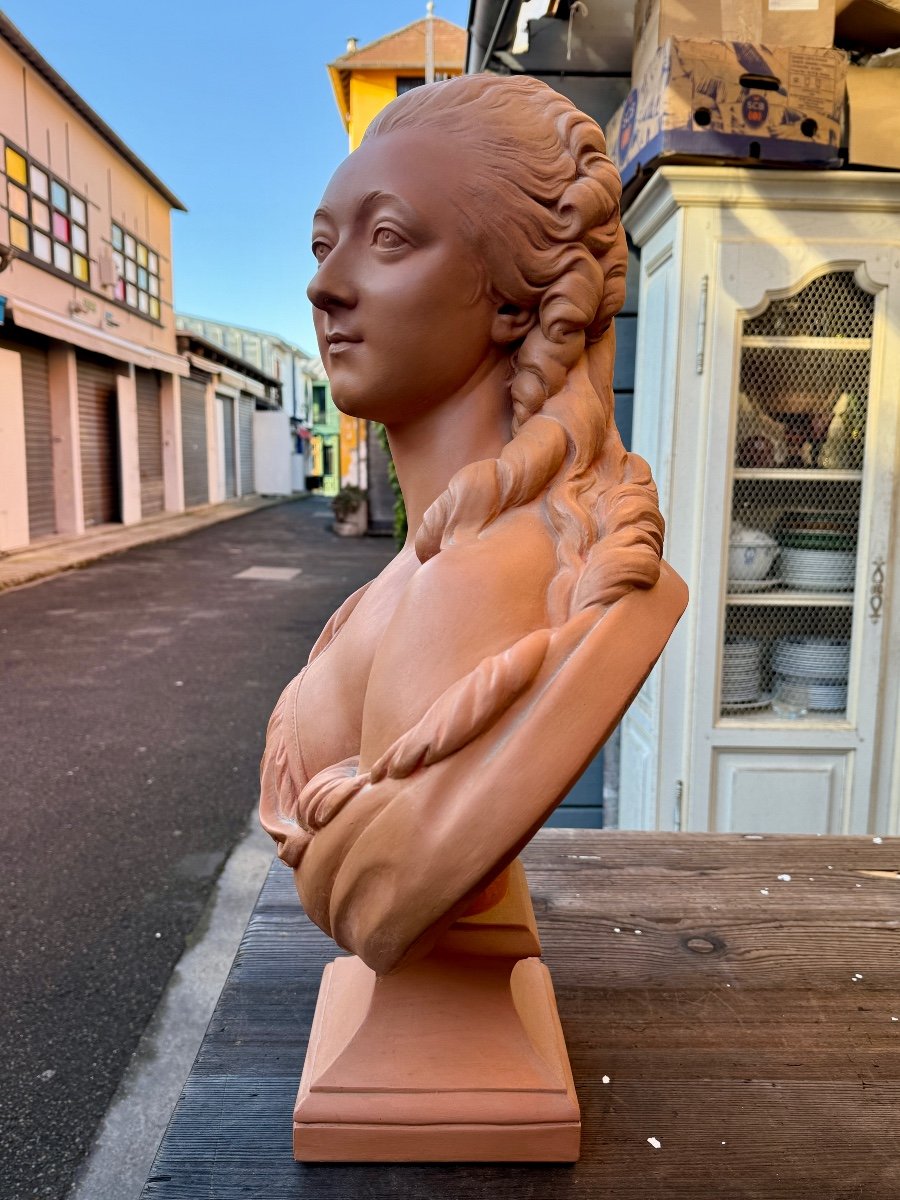 Important Bust Of Madame Du Barry After Augustin Pajou, Cast From The Louvre - Height: 70 Cm. -photo-1