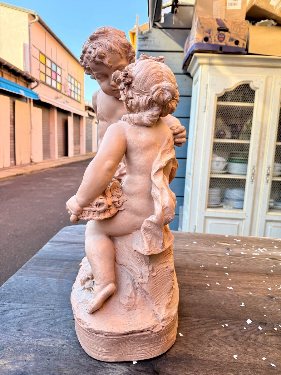 Important Group Of Putti In Terracotta - Height: 66 Cm. -photo-4